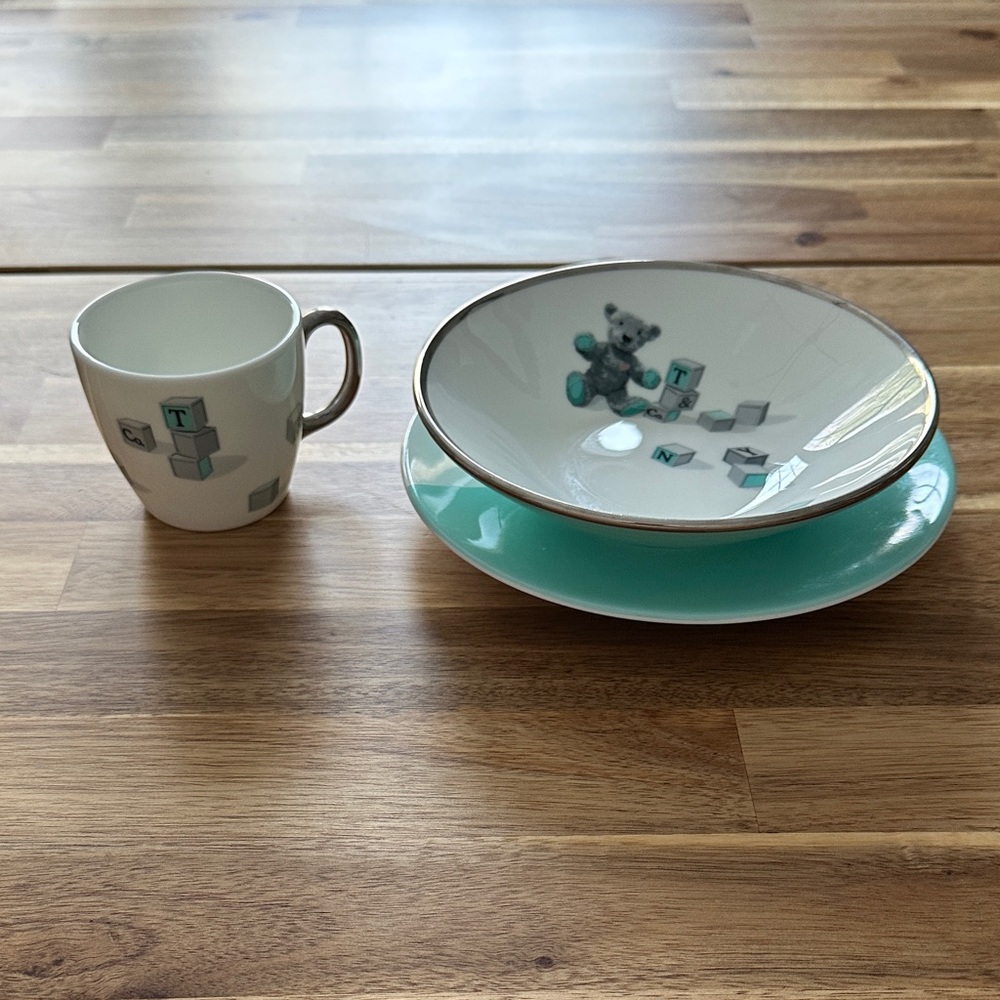 Tiffany & Co Children's Dish Set with Bear and Blocks